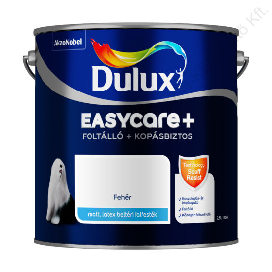 Dulux EASYCARE+ Foltálló+kopásbiztos beltéri falfesték Fehér 2,5L