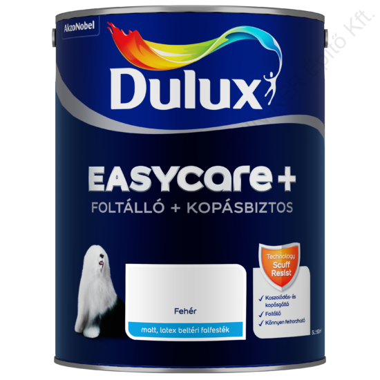 Dulux EASYCARE+ Foltálló+kopásbiztos beltéri falfesték Fehér 5L