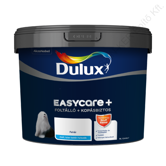 Dulux EASYCARE+ Foltálló+kopásbiztos beltéri falfesték Fehér 9L